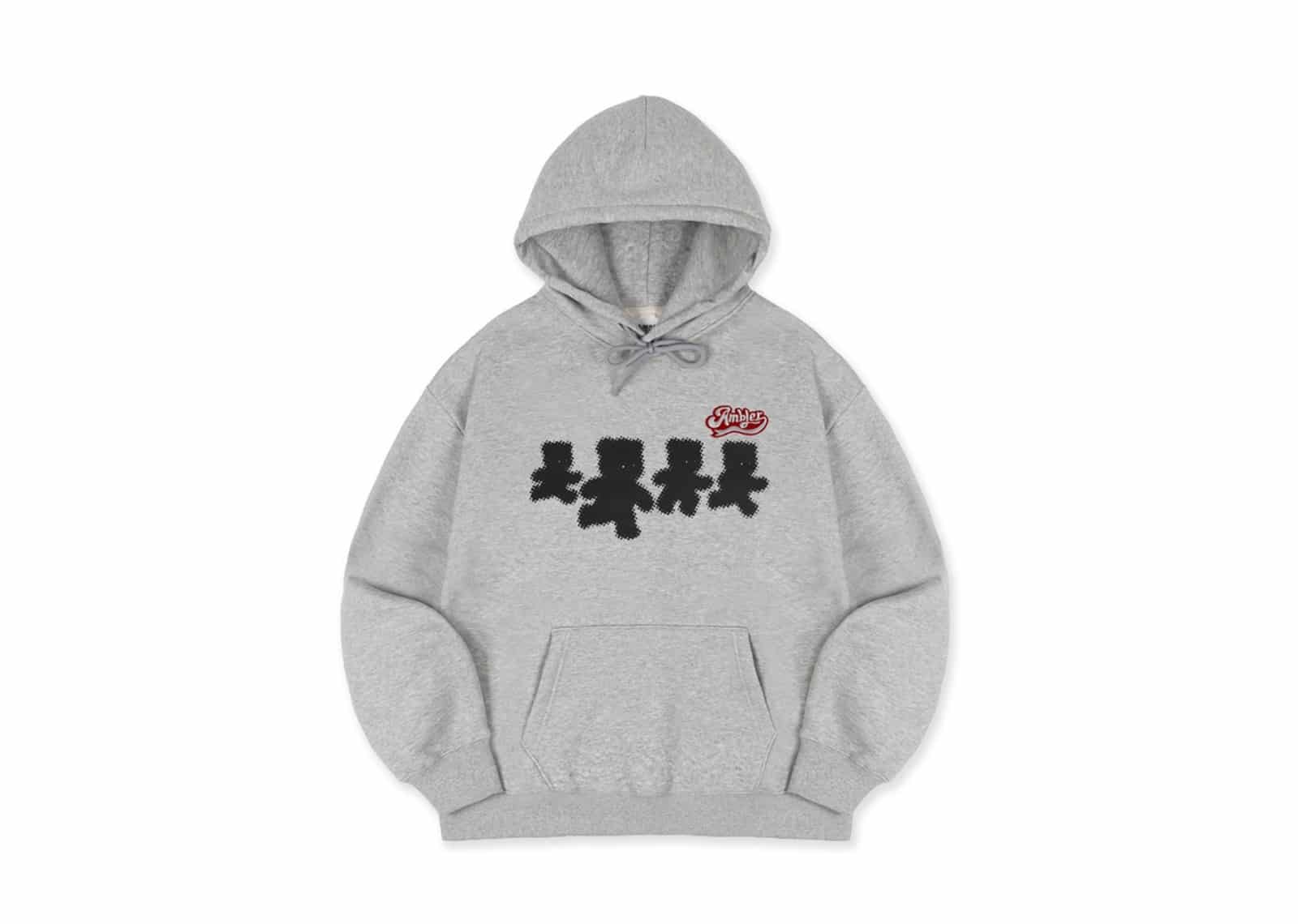 Tシャツ・カットソー +AMBLER+ Run Run Bear Unisex Hooded Sweatshirt Beige AHP1113 Buy Ambler Run Run Bear Hoodie Melange AHP1113 Online in