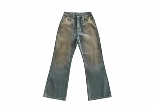 Haonanhuang Distressed Mud-dyed Flare Jeans Dark Blue H354