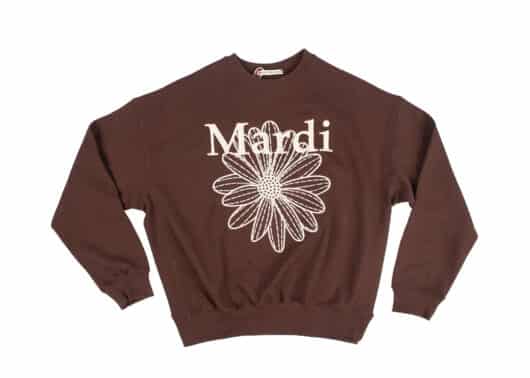 Mardi Mercredi FlowerMardi Needlework Crewneck Brown Cream