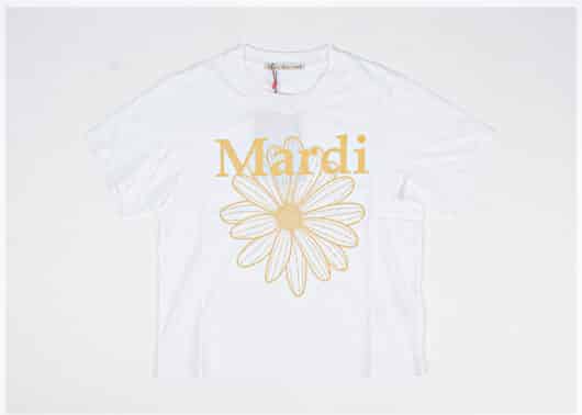 Mardi Mercredi FlowerMardi Slim Tee White Tangerine front View