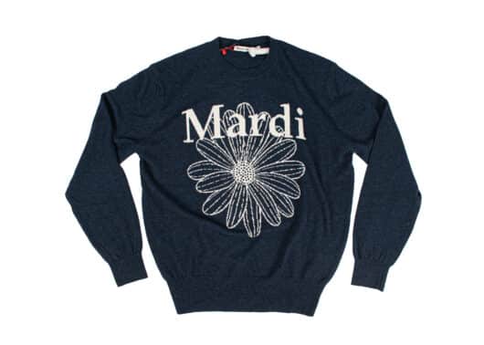 Mardi Mercredi Flowermardi Cashmere Knit Navy Ivory Front View