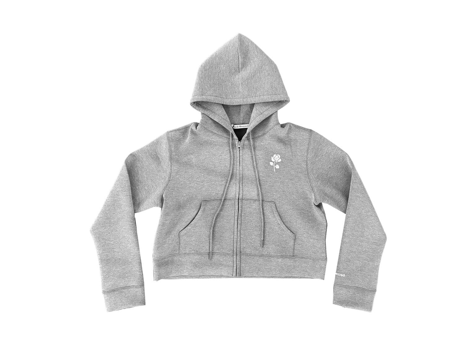 Buy Mardi Mercredi Neoprene Cropped Une Rose Zip Up Hoodie Charcoal