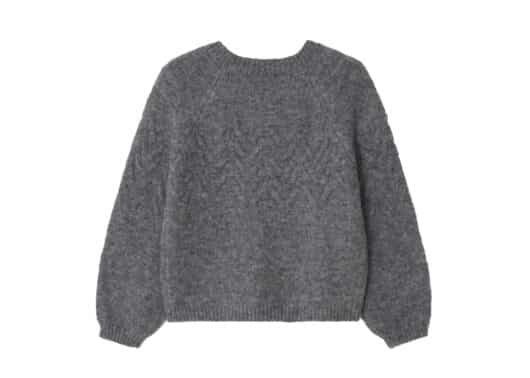 Ronron Handmade Flower Cable Puff Knit Cardigan Grey - Image 2