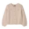Ronron Handmade Flower Cable Puff Knit Cardigan Ivory