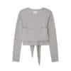 Ronron Knot Bustier Ribbon Long Sleeve Tee Grey - Image 2