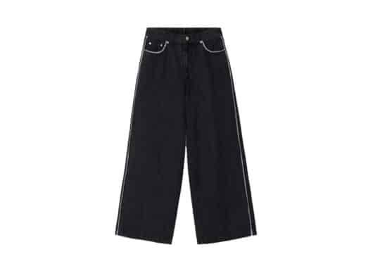 Ronron Lace Line Wide Denim Pants Medium Black