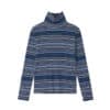 Ronron Multi Stripe Turtleneck Long Sleeve Tee Blue