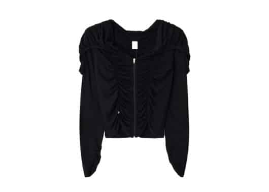 Ronron Pendant Shirring Sailor Zip Up Black
