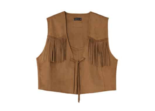 Ronron Pendant Suade Tassel Vest Brown