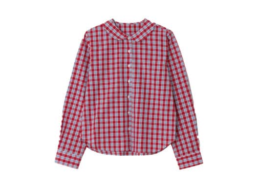 Ronron Round Collar Vintage Check Shirt Red