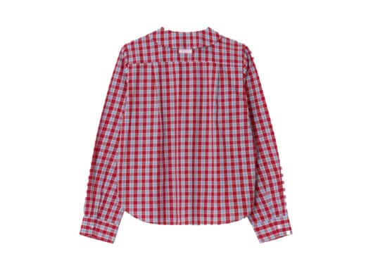 Ronron Round Collar Vintage Check Shirt Red - Image 2