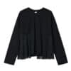 Ronron Sheer Half Pleated Long Sleeve Tee Black