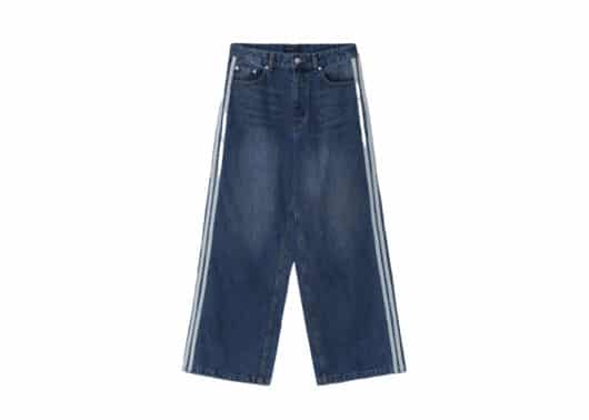 Ronron Side Lace Track Denim Pants Medium Blue