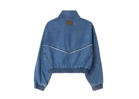 Ronron Torchon Lace Blouson Zip Up Denim Jacket Medium Blue - Image 2