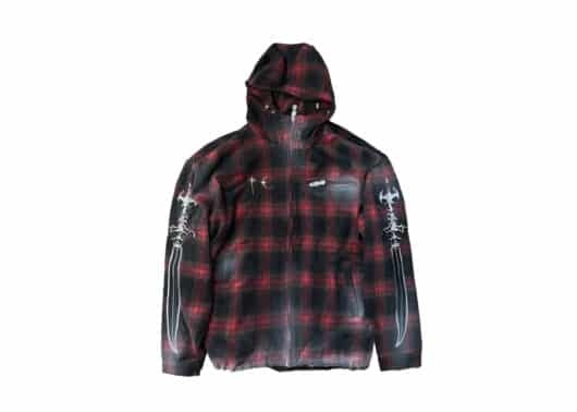 THUG CLUB Arab Sword Flannel Zip Up Red
