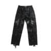 THUG CLUB Mohican Leather Denim Pants Black