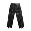 THUG CLUB Mohican Leather Denim Pants Black - Image 2