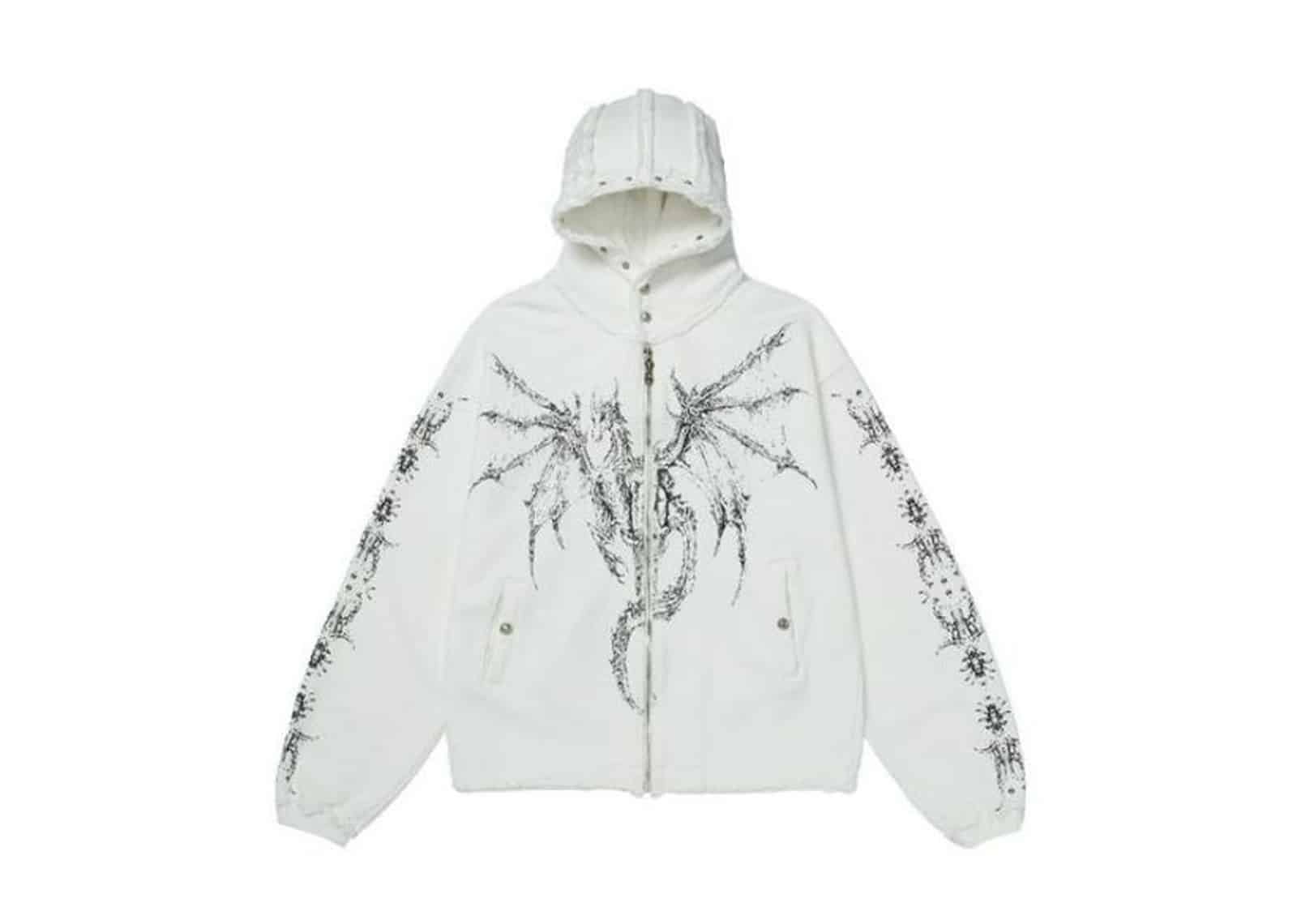 Buy THUG CLUB Stud Zip Up Hoodie White Online in Australia