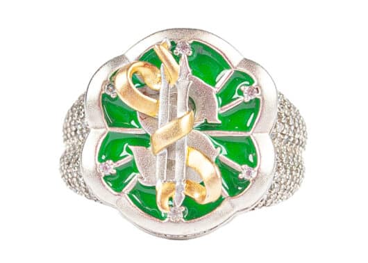 Glacierboy Diamond Delairy Ring Silver Green