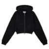Matin Kim Cut Out Detail Crop Zip Up Hoodie Black JP060