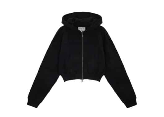 Matin Kim Cut Out Detail Crop Zip Up Hoodie Khaki Black JP060