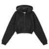 Matin Kim Cut Out Detail Crop Zip Up Hoodie Khaki Charcoal JP060