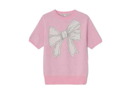 Ronron Ribbon Italy Cotton Short Knit Soft Pink