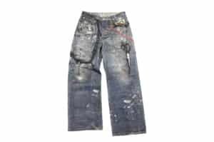 Haonanhuang Scissors Digital Printing Denim Jeans Blue H534 Front View