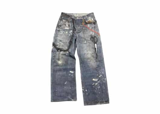 Haonanhuang Scissors Digital Printing Denim Jeans Blue H534 Front View