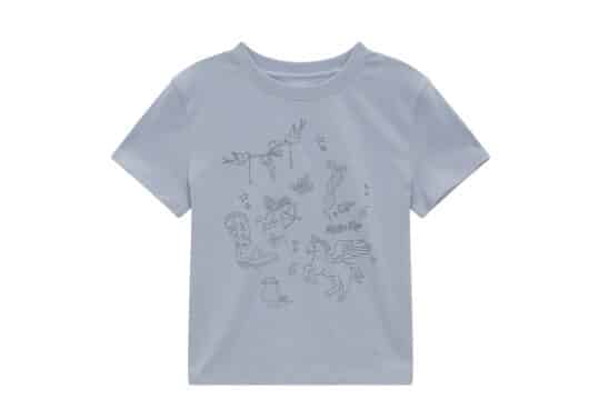 Matin Kim Kitsch Printing Crop Tee Sky TS082 Front View