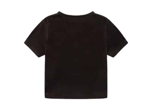 Matin Kim Logo Emboss Velvet Crop Tee Brown TS076 Back View