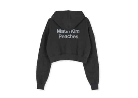 Matin Kim Peaches Logo Graphic Crop Hoody Zip Up Charcoal JP326 Back View