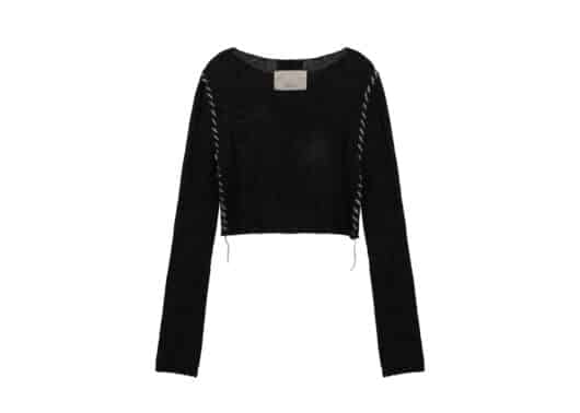 Matin Kim Slimfit See Through Stitch Knit Top Black PO026 Back View
