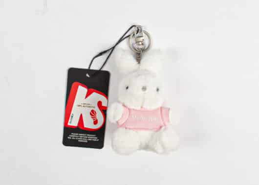 Matin Kim White Bunny Toy Keyring Pink AC910 Front View
