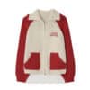 Ronron 88 Blocking Cowichan Knit Zip Up Cream Red