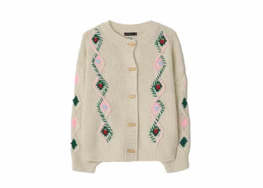 Ronron Berry Handmade Point Fisherman Toggle Cardigan Ivory