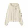 Ronron Doodle Lettering Hoodie Zip Up Cream