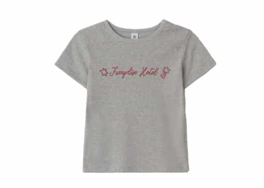 Ronron Doodle Lettering Slim Crop Tee Grey