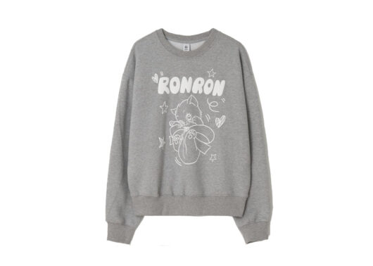 Ronron Embo Kitsch Cat Crewneck Grey Front View