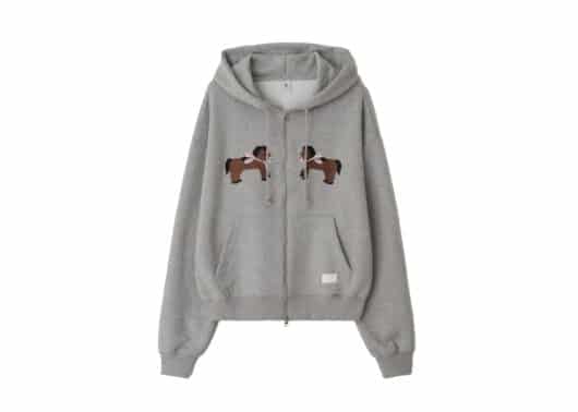 Ronron Furry Pony Patch Zip Up Hoodie Grey
