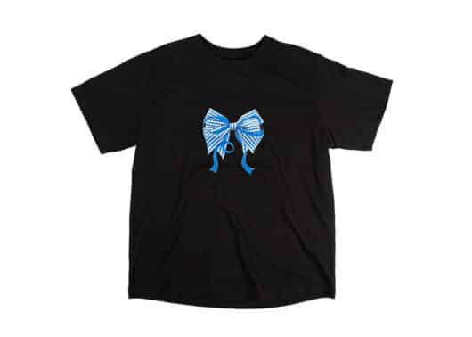 Ronron Gingham Double Ribbon Basic Fit Tee Black Blue Front View