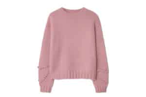 Ronron Handmade Heart Sleeve Point Pullover Knit Cream Pink