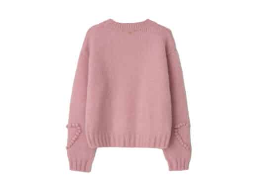 Ronron Handmade Heart Sleeve Point Pullover Knit Cream Pink - Image 2