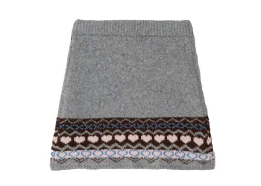 Ronron Heart Nordic Zip Up Skirt Grey