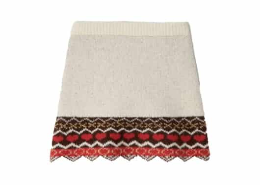 Ronron Heart Nordic Zip Up Skirt Ivory