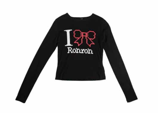 Ronron I Ribbon Jacquard Long Sleeve Black Front View
