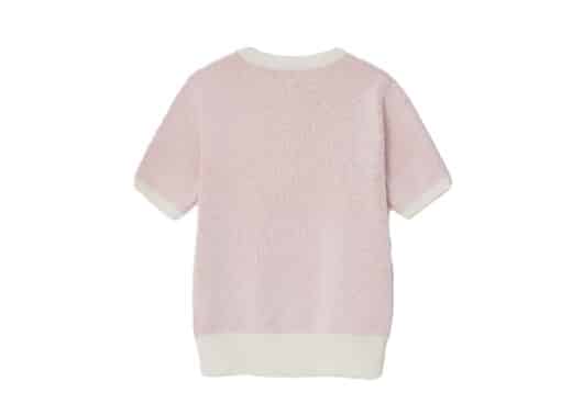 Ronron Ribbon Italy Cotton Short Knit Ivory Red Back View