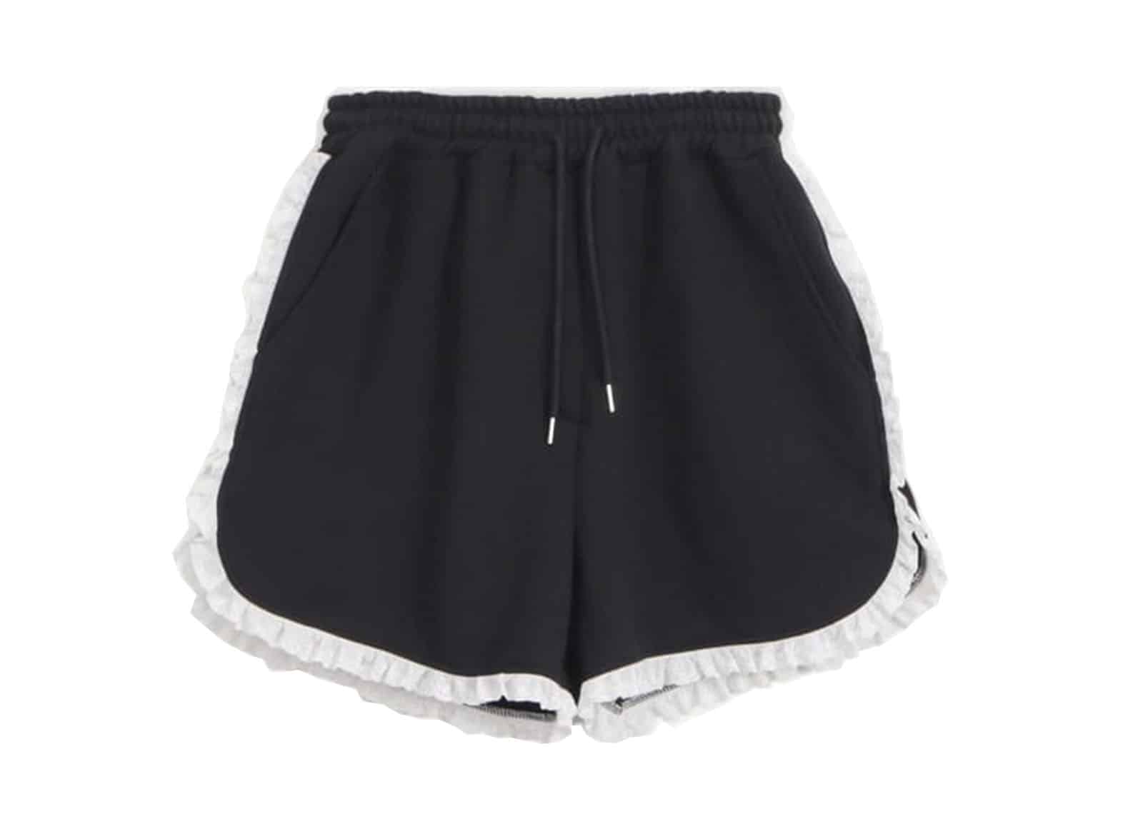 【RONRON】TORCHON RIBBON LACE SWEAT SHORTS Buy Ronron Torchon Ribbon Lace Sweat Shorts Black Online in