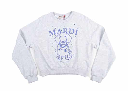 Mardi Mercredi Raglan Swing The Tail Ddanji Pearl Necklace Stone Embellished Crewneck Heather Purple