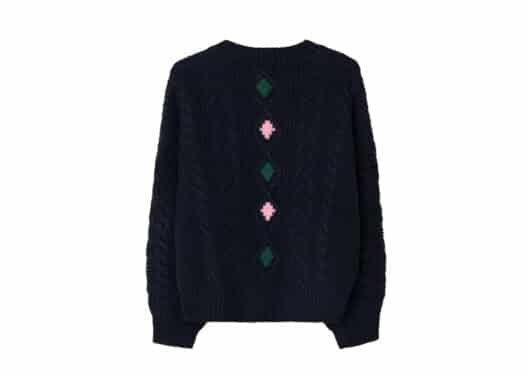 Ronron Berry Handmade Point Fisherman Toggle Cardigan Navy - Image 2